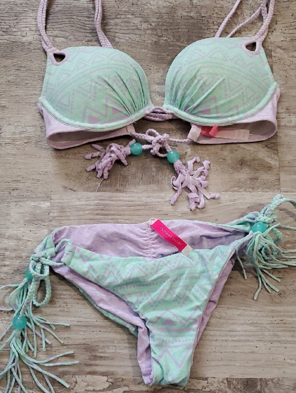 Victoria's Secret Mint Green & Lilac Bikini Top - Picture 2 of 7